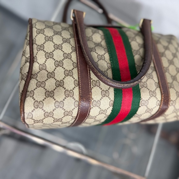 Gucci Cream and Brown Boston Bag with Iconic Design - Picture 12 of 16